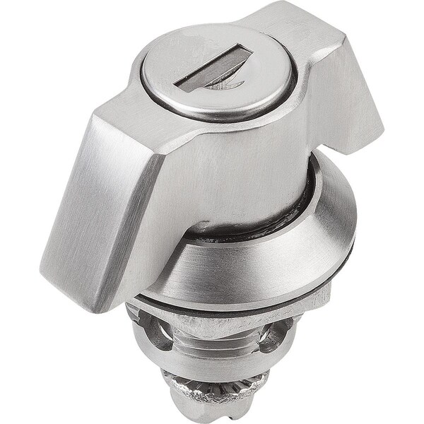 Kipp Quarter-Turn Lock, Single-Key System, H=18, Stainless Steel Bright K1108.2186 - main